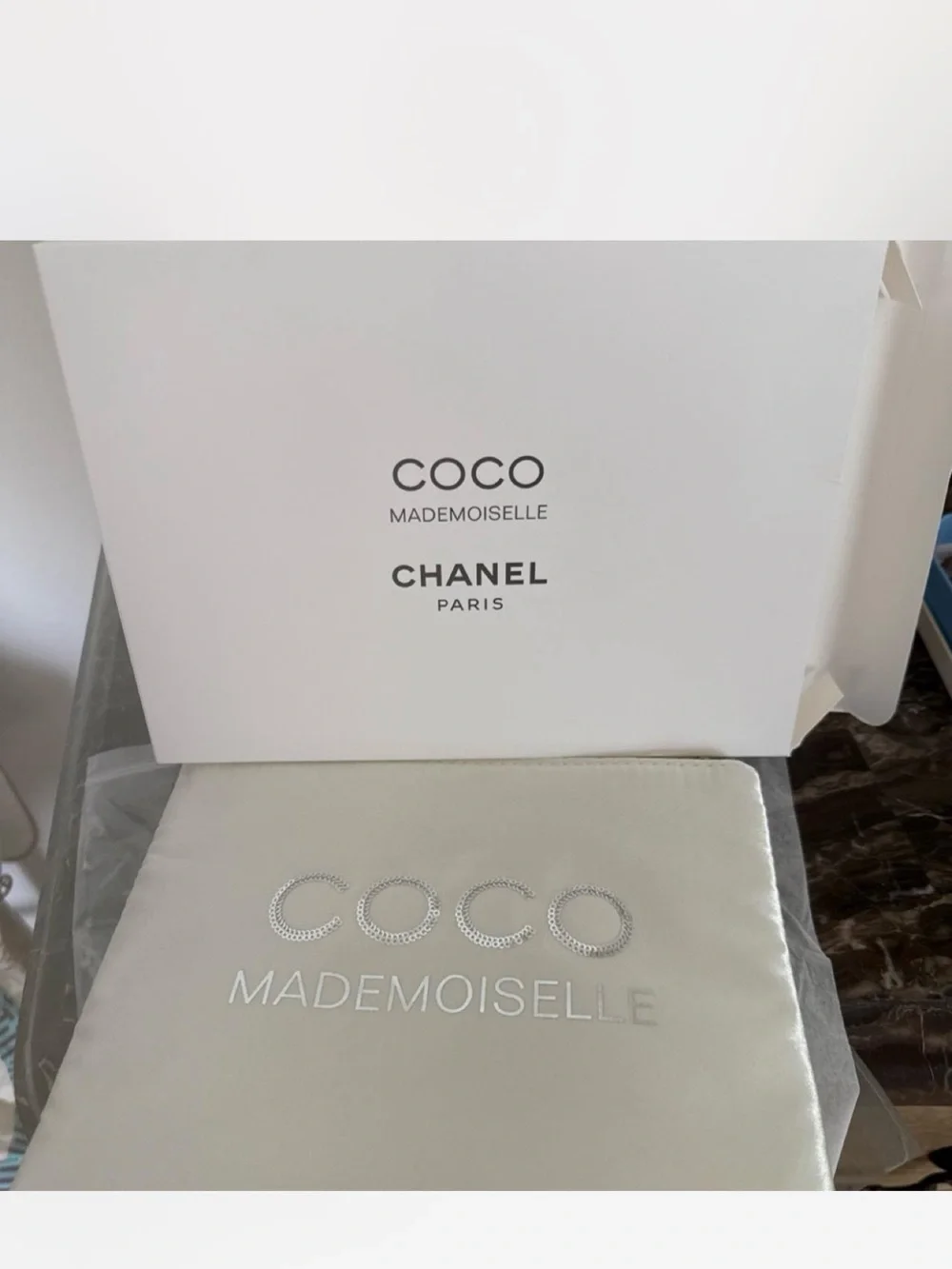 CHANEL Coco Mademoiselle Silver Cosmetic Pouch